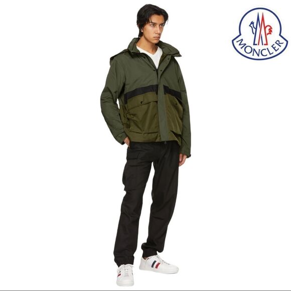 MONCLER **NWT** Carax Technical Hooded Windbreaker Jacket In Olive Green - Picture 8 of 15